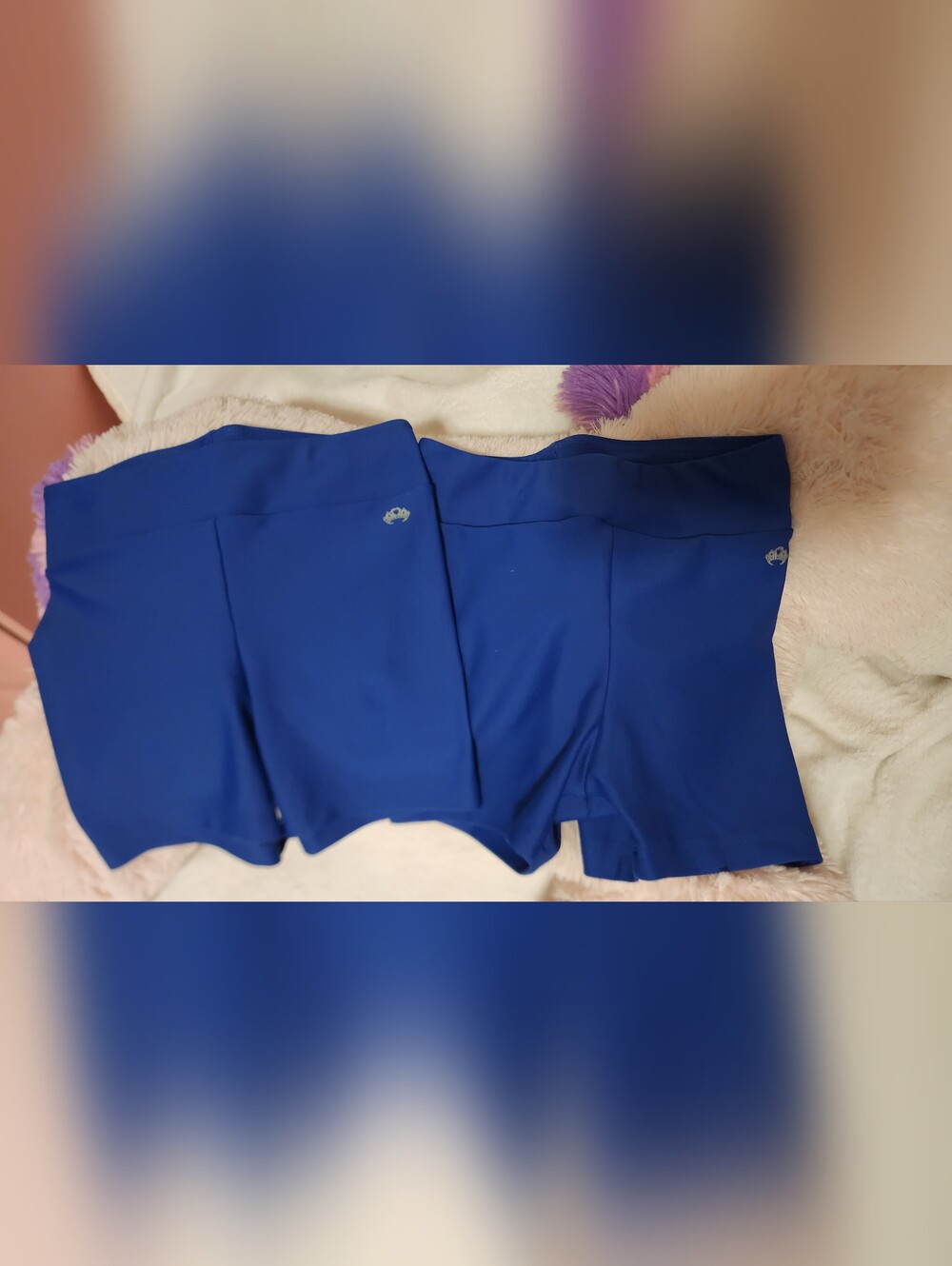 Girls Blue High Waisted Dance Compression Shorts Set 2pc Tiara Logo L